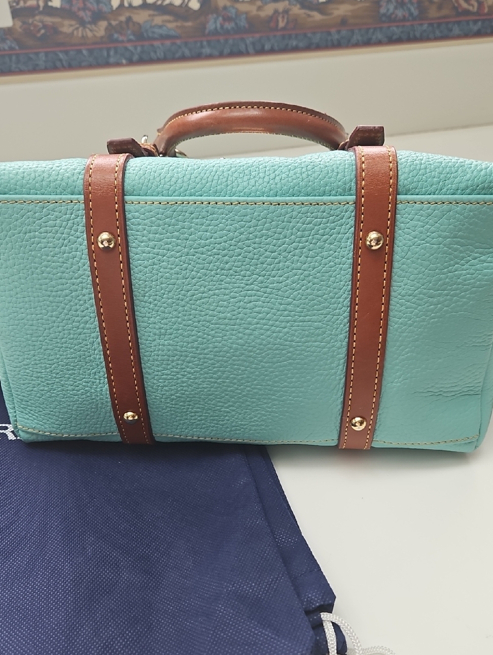 Dooney & Bourke Aqua Pebble Leather Bristol Satchel - Picture 15 of 15